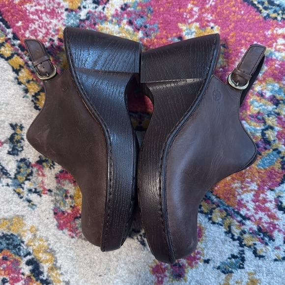 Born Brown Leather Sling Back Mule Clog Size 9 - Picture 4 of 8
